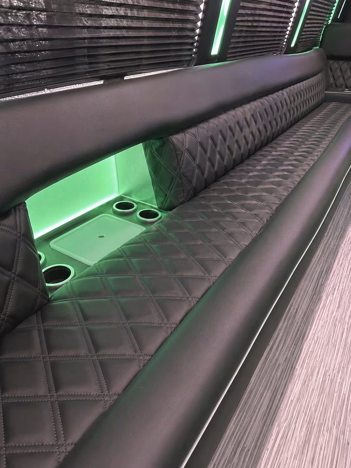 Interior of a party bus rental serving Nashville