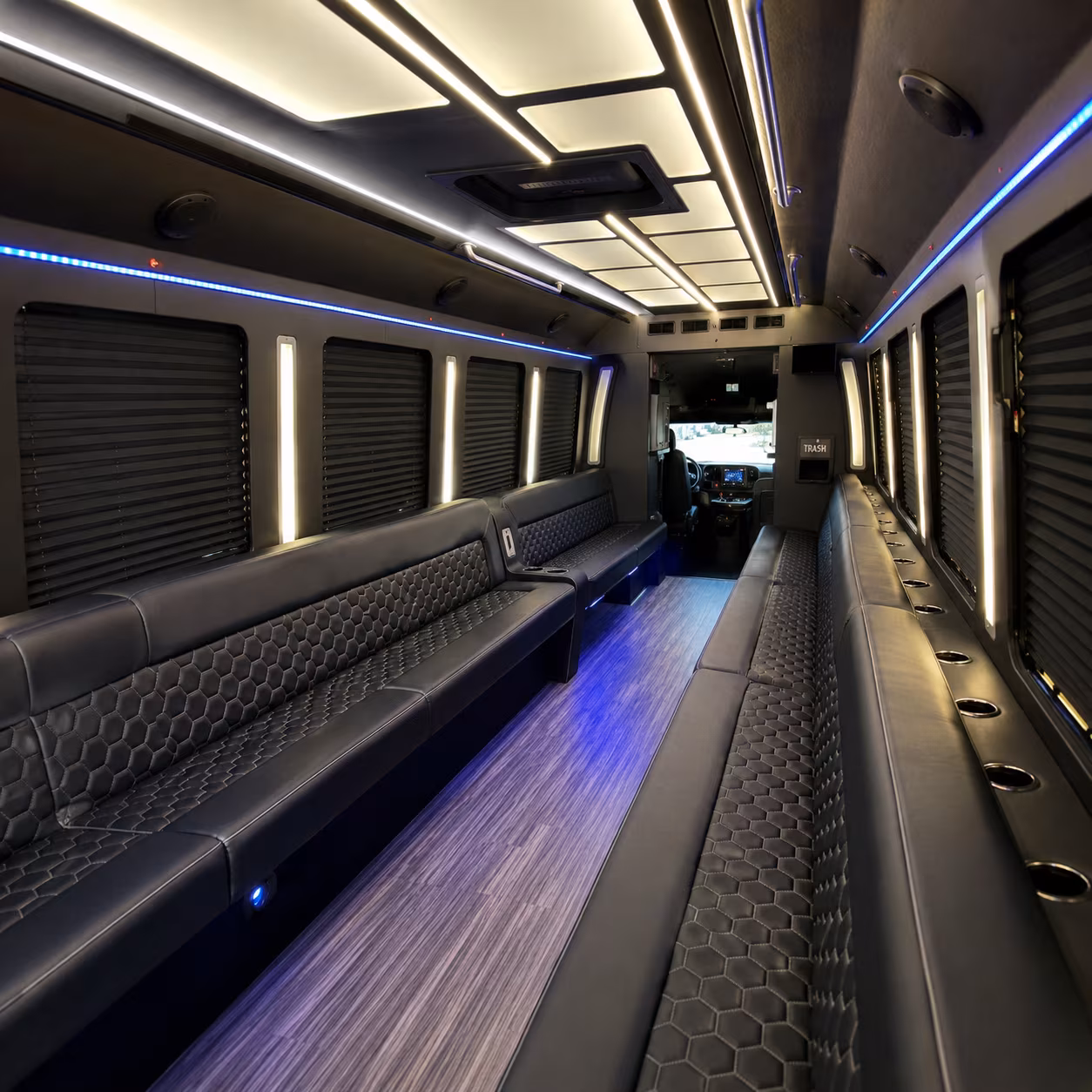 Nashville Birthday, Sweet 16, & Quinceañera Transportation party bus interior